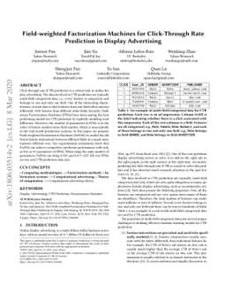 Field-weighted Factorization Machines for Click-Through Rate Prediction
  in Display Advertising