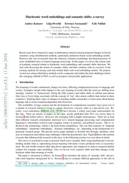 Diachronic word embeddings and semantic shifts: a survey