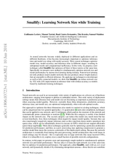 Smallify: Learning Network Size while Training
