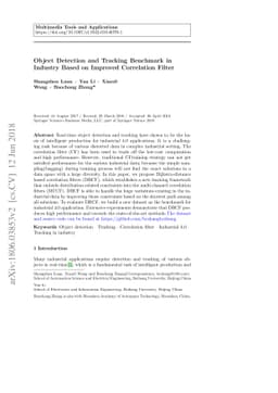 Object detection and tracking benchmark in industry based on improved
  correlation filter