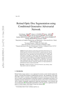 Retinal Optic Disc Segmentation using Conditional Generative Adversarial
  Network