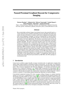 Neural Proximal Gradient Descent for Compressive Imaging