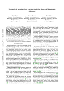 Writing Style Invariant Deep Learning Model for Historical Manuscripts
  Alignment