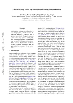 A Co-Matching Model for Multi-choice Reading Comprehension