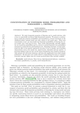Concentration of posterior probabilities and normalized L0 criteria