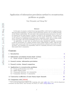 Application of information-percolation method to reconstruction problems
  on graphs