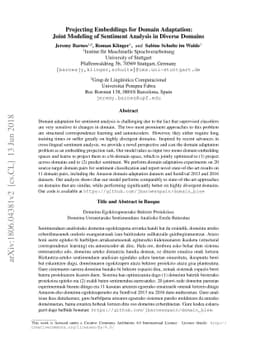 Projecting Embeddings for Domain Adaptation: Joint Modeling of Sentiment
  Analysis in Diverse Domains