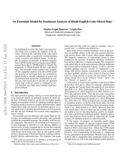 An Ensemble Model for Sentiment Analysis of Hindi-English Code-Mixed
  Data