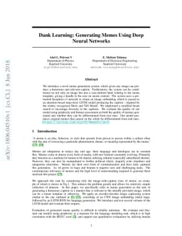Dank Learning: Generating Memes Using Deep Neural Networks