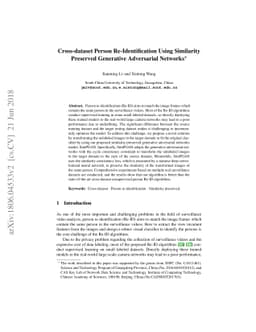 Cross-dataset Person Re-Identification Using Similarity Preserved
  Generative Adversarial Networks
