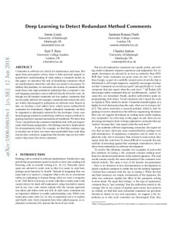 Deep Learning to Detect Redundant Method Comments