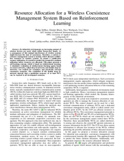 Resource Allocation for a Wireless Coexistence Management System Based
  on Reinforcement Learning