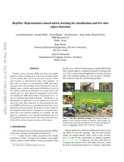 RepMet: Representative-based metric learning for classification and
  one-shot object detection