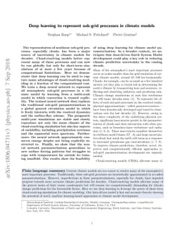 Deep learning to represent sub-grid processes in climate models