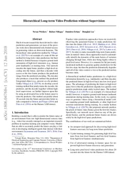 Hierarchical Long-term Video Prediction without Supervision