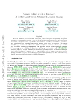 Fairness Behind a Veil of Ignorance: A Welfare Analysis for Automated
  Decision Making