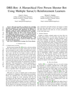 DRE-Bot: A Hierarchical First Person Shooter Bot Using Multiple
  Sarsa(λ) Reinforcement Learners