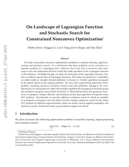 On Landscape of Lagrangian Functions and Stochastic Search for
  Constrained Nonconvex Optimization