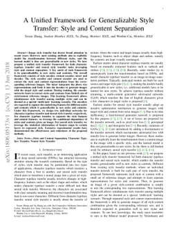 A Unified Framework for Generalizable Style Transfer: Style and Content
  Separation