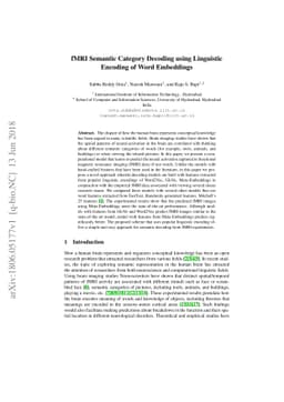 fMRI Semantic Category Decoding using Linguistic Encoding of Word
  Embeddings