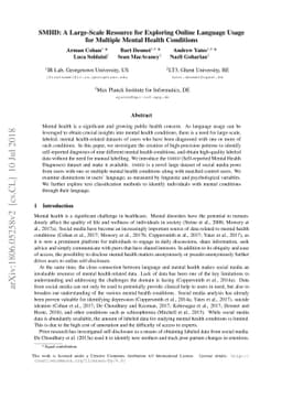 SMHD: A Large-Scale Resource for Exploring Online Language Usage for
  Multiple Mental Health Conditions