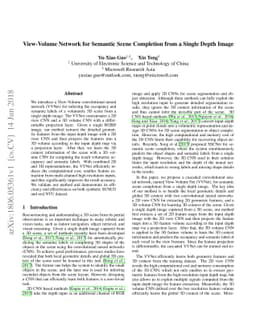 View-volume Network for Semantic Scene Completion from a Single Depth
  Image