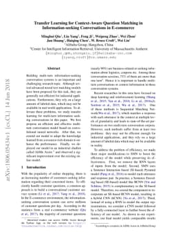 Transfer Learning for Context-Aware Question Matching in
  Information-seeking Conversations in E-commerce