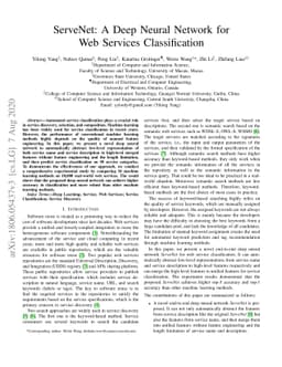 ServeNet: A Deep Neural Network for Web Services Classification