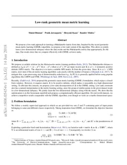 Low-rank geometric mean metric learning