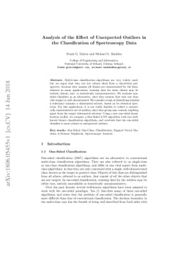 Analysis of the Effect of Unexpected Outliers in the Classification of
  Spectroscopy Data