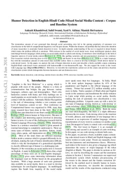 Humor Detection in English-Hindi Code-Mixed Social Media Content :
  Corpus and Baseline System