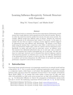 Learning Influence-Receptivity Network Structure with Guarantee
