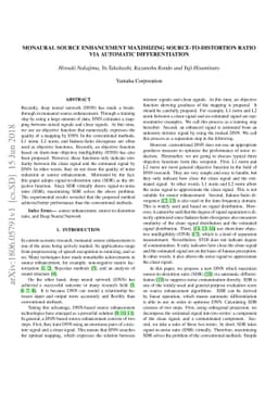Monaural source enhancement maximizing source-to-distortion ratio via
  automatic differentiation