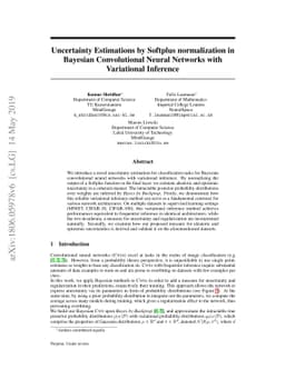 Uncertainty Estimations by Softplus normalization in Bayesian
  Convolutional Neural Networks with Variational Inference
