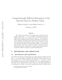 Computationally Efficient Estimation of the Spectral Gap of a Markov
  Chain