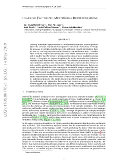 Learning Factorized Multimodal Representations