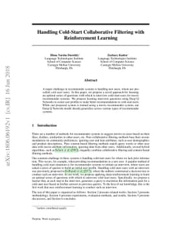 Handling Cold-Start Collaborative Filtering with Reinforcement Learning