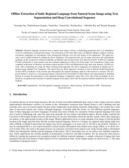 Offline Extraction of Indic Regional Language from Natural Scene Image
  using Text Segmentation and Deep Convolutional Sequence