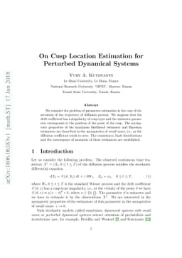 On Cusp Location Estimation for Perturbed Dynamical Systems