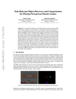 Task-Relevant Object Discovery and Categorization for Playing
  First-person Shooter Games