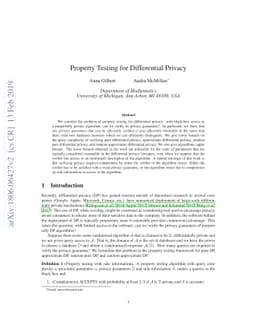 Property Testing for Differential Privacy