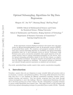 Optimal Subsampling Algorithms for Big Data Regressions
