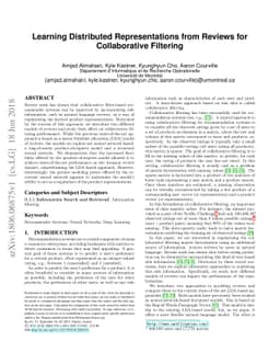 Learning Distributed Representations from Reviews for Collaborative
  Filtering