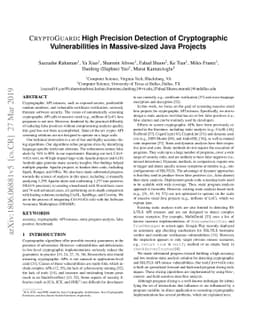 CryptoGuard: High Precision Detection of Cryptographic Vulnerabilities
  in Massive-sized Java Projects