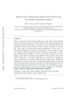 Infrared and Visible Image Fusion with ResNet and zero-phase component
  analysis