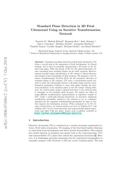 Standard Plane Detection in 3D Fetal Ultrasound Using an Iterative
  Transformation Network