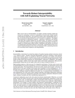 Towards Robust Interpretability with Self-Explaining Neural Networks
