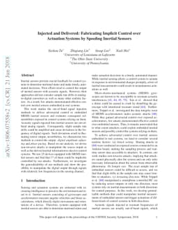 Injected and Delivered: Fabricating Implicit Control over Actuation
  Systems by Spoofing Inertial Sensors