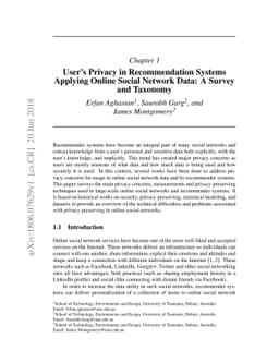 User's Privacy in Recommendation Systems Applying Online Social Network
  Data, A Survey and Taxonomy