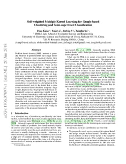 Self-weighted Multiple Kernel Learning for Graph-based Clustering and
  Semi-supervised Classification